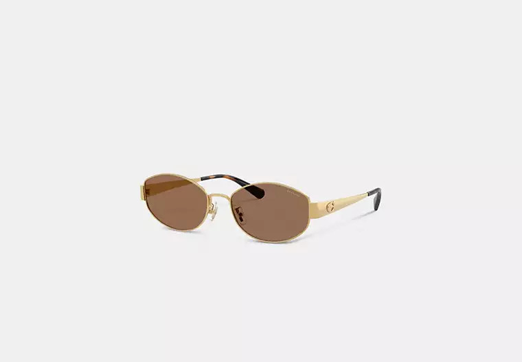 C Hardware Metal Narrow Oval Sunglasses | Coach (US)