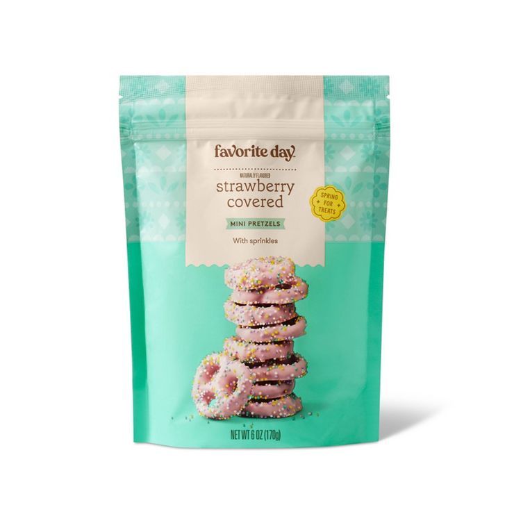 Strawberry Flavored Pink Coated Mini Pretzel Twists with Pastel Nonpareils - 6oz - Favorite Day... | Target