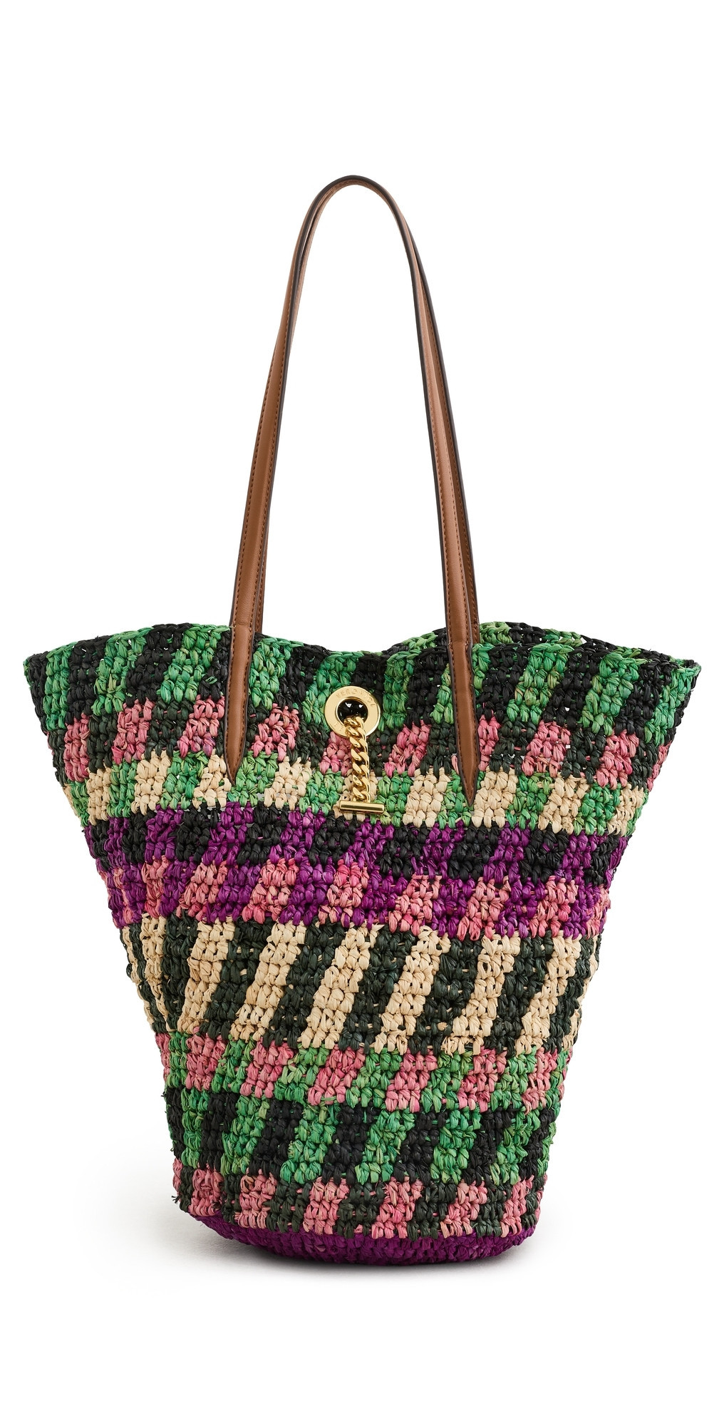 Veronica Beard Striped Raffia Tote Bag Berry Multi One Size | Shopbop
