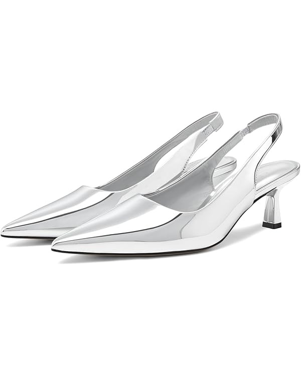 DREAMCIA Women's Pumps Slingback Heels Pointed Toe Sling Back Kitten Heels Women Metallic Slingba... | Amazon (US)
