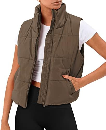 AUTOMET Women‘s Cropped Puffer Vest, Y2K Inspired Sleeveless Gilet for Fall Winter Spring, Casu... | Amazon (US)