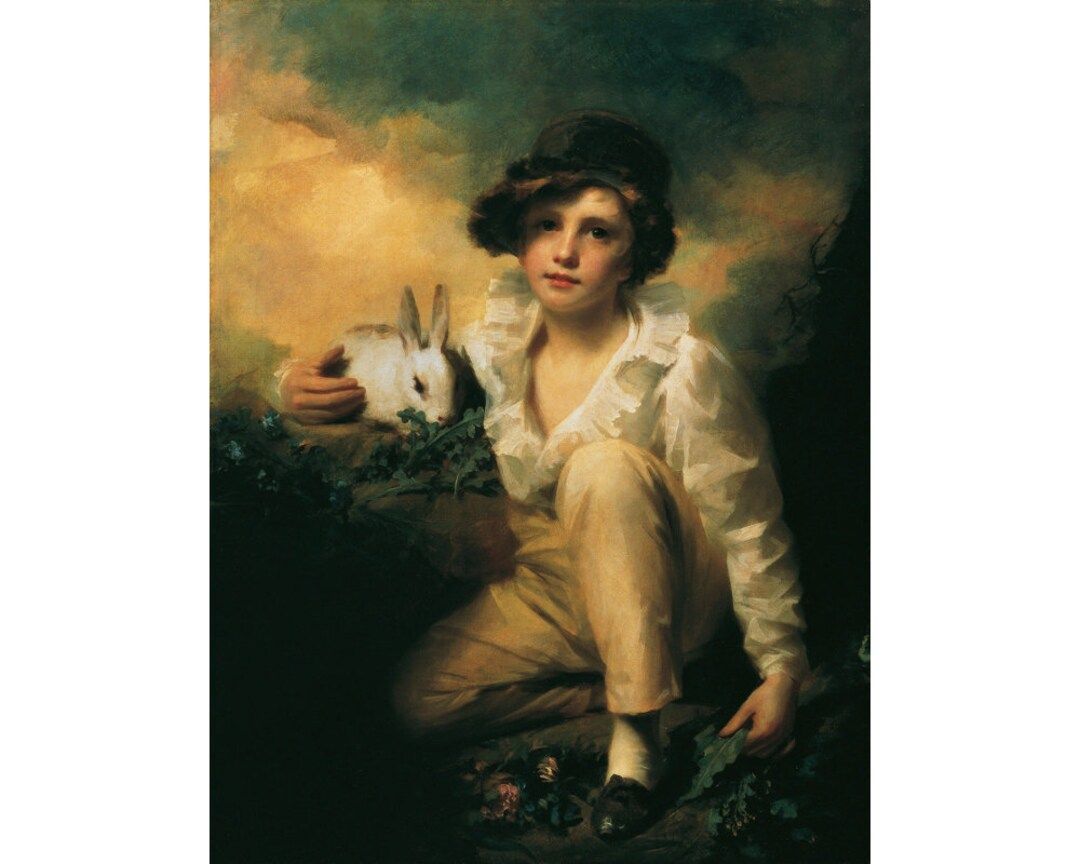 Boy and Rabbit Art Print, Henry Raeburn, Antique Rabbit Oil Painting, Child Portrait, 19th Centur... | Etsy (US)