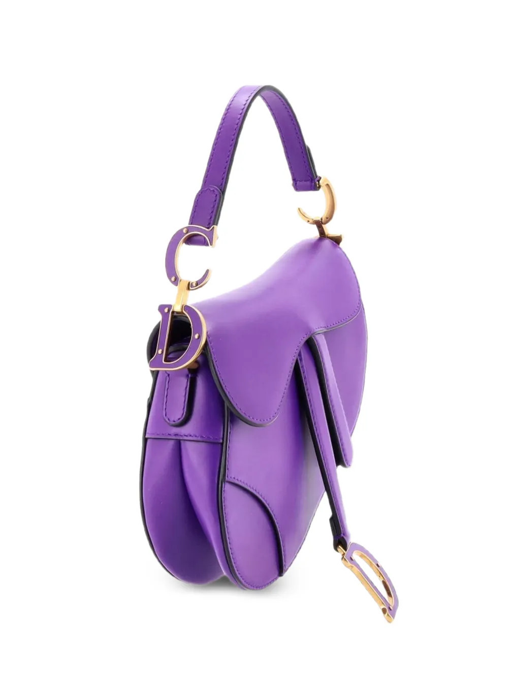 Christian Dior Pre-Owned Saddle Handbag with Strap Leather Mini shoulder bag - Purple | Farfetch Global