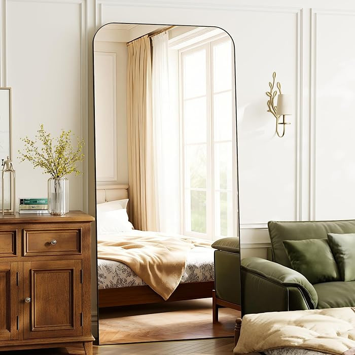 ZENOMIRRIS Full Length Mirror 71"x26" Mirror Full Body with Aluminum Alloy Frame Top Square-Edged... | Amazon (US)