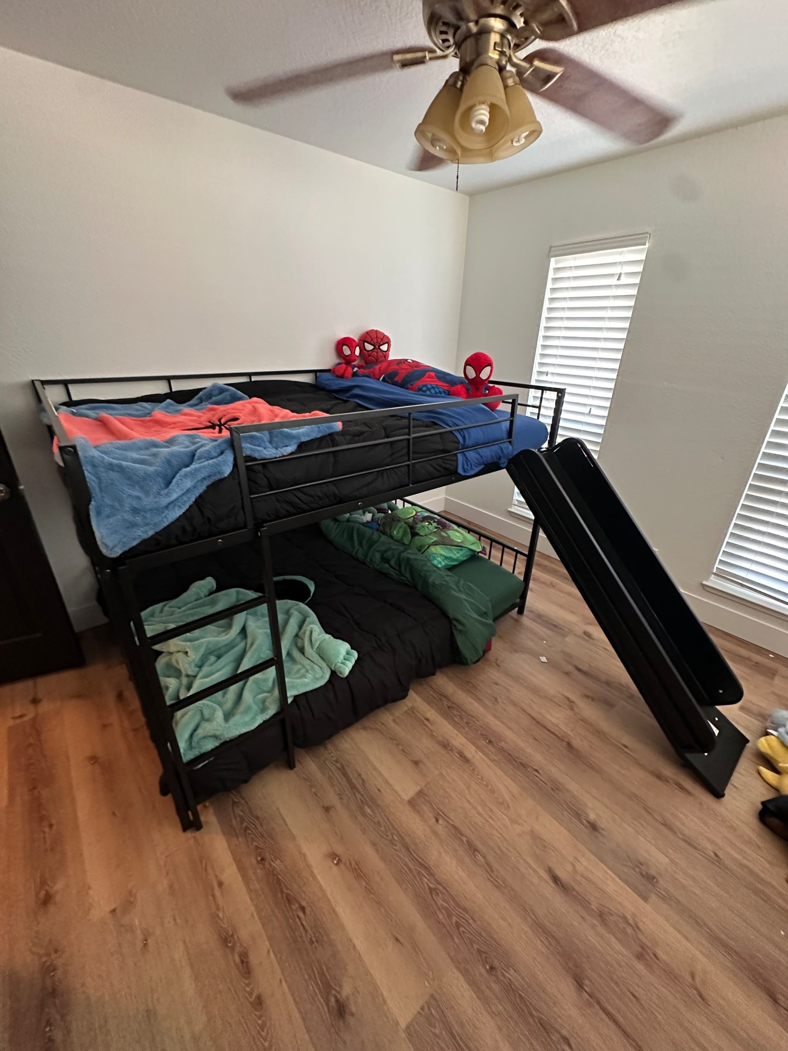 Shared kids’ room win → bunk bed with slide 🤩 It saves space while making the room fun and functional. Linking this exact bed + their bedding for easy shopping! 

#LTKKids #LTKHome #LTKFamily