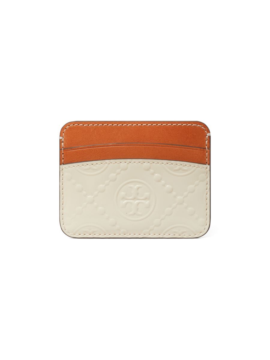 T Monogram Embossed Patent Leather Card Case | Saks Fifth Avenue