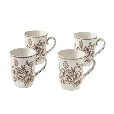 The Pioneer Woman Agatha 12-Ounce Stoneware Mugs, Brown, Set of 4 | Walmart (US)