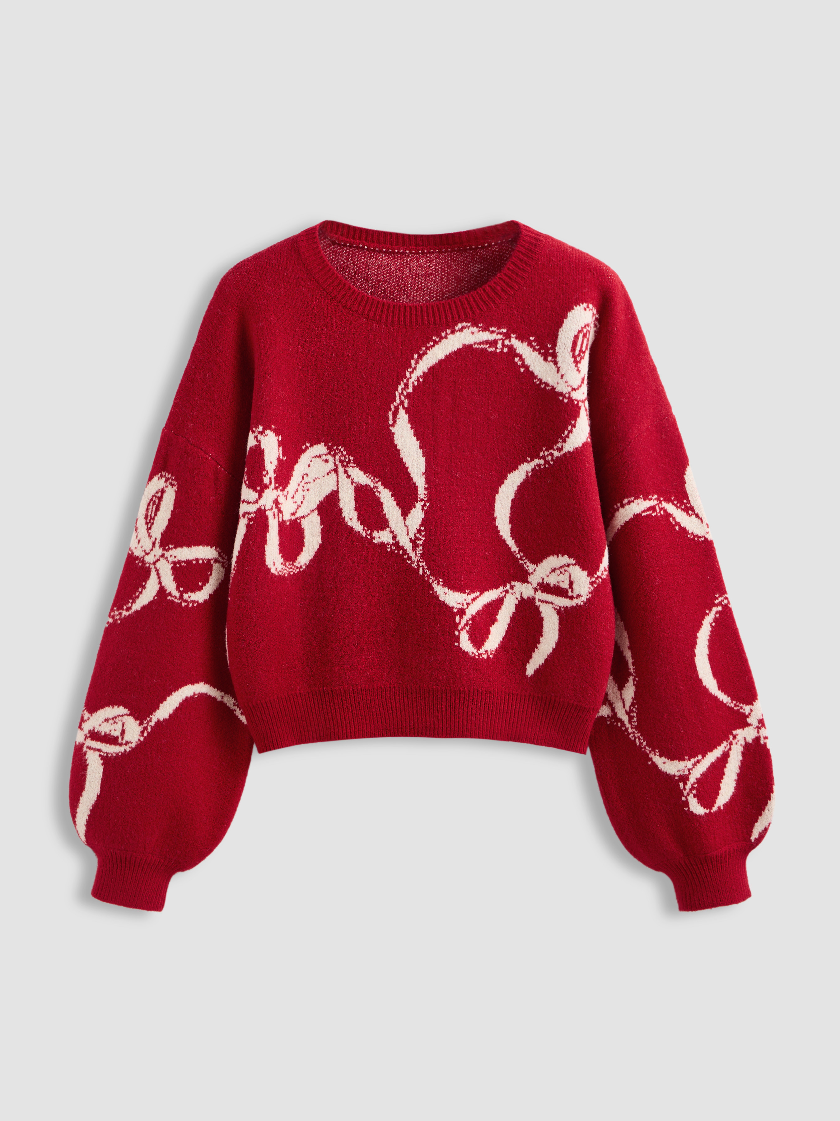 Christmas Christmas Knit Fabric Knitted Bowknot Graphic Oversized Sweater For Outdoor Vacation | Cider