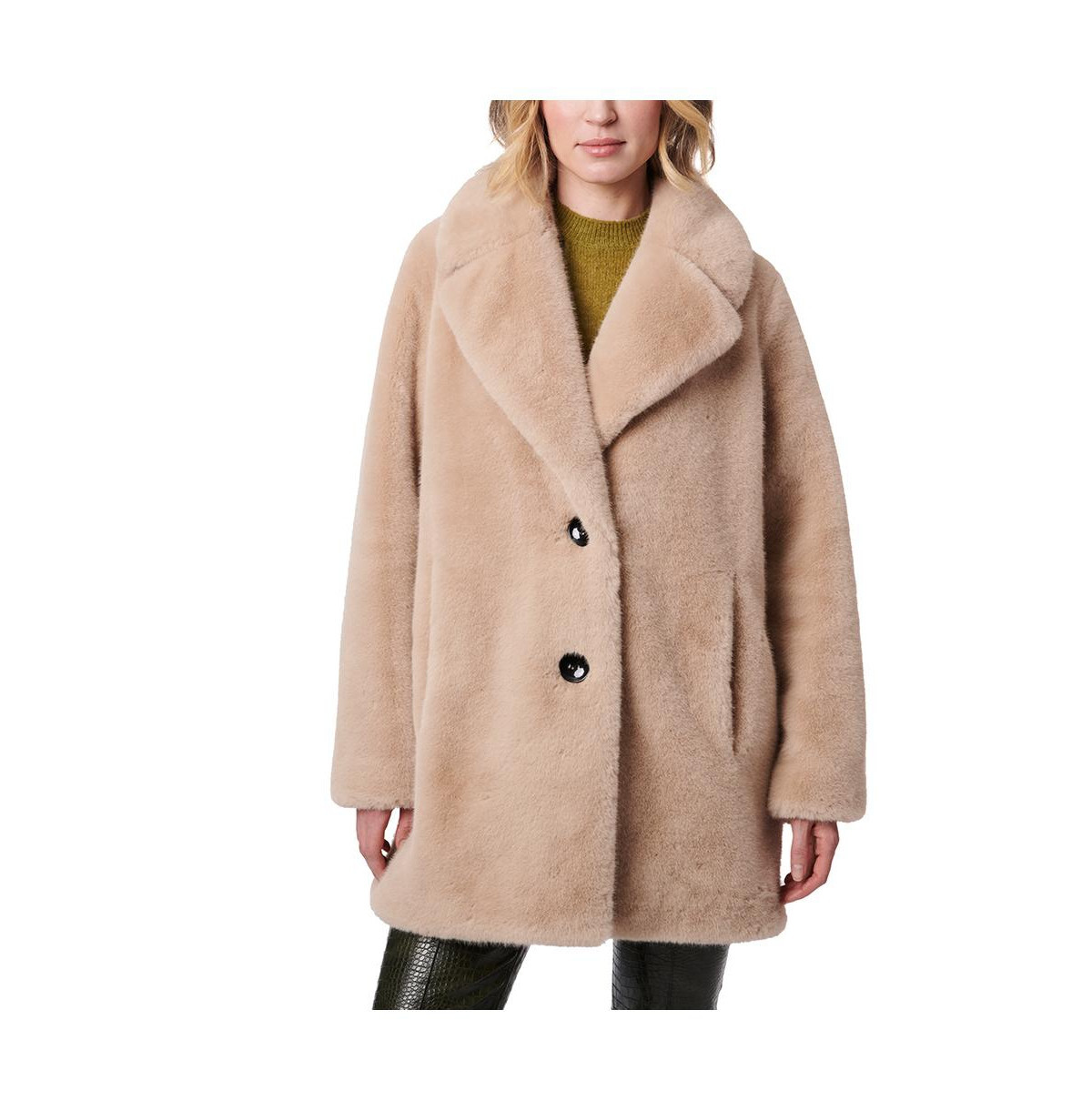 Bernardo Women's Swing Faux Fur Coat - Beige | Macy's
