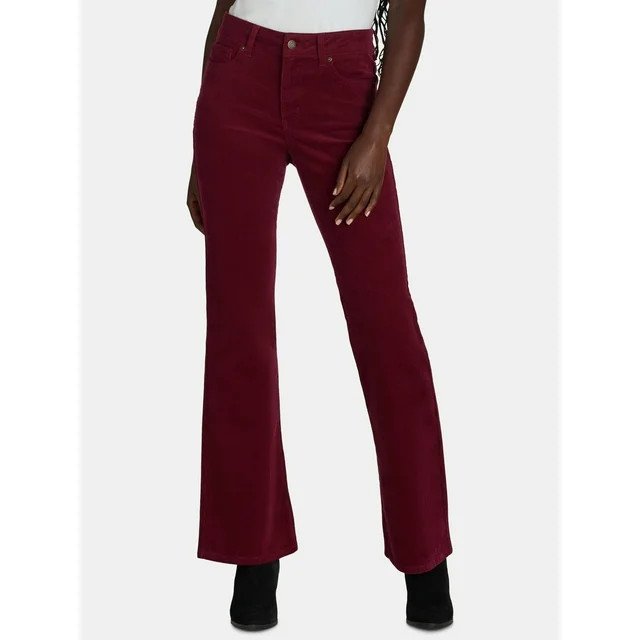 Time and Tru Women’s High Rise Corduroy Flare Pants, 30", 32" Inseams, Sizes 2-22 | Walmart (US)