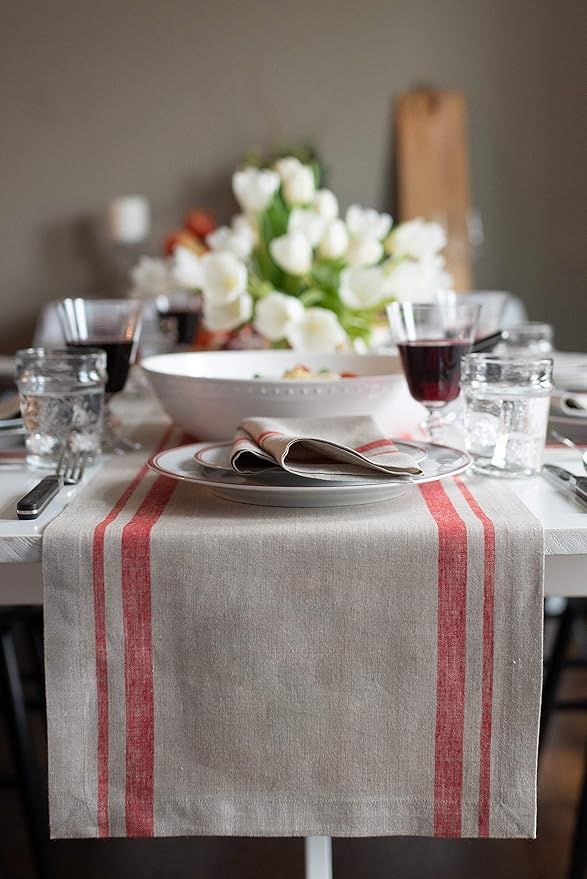 Solino Home Striped Linen Table Runner – 100% Pure Linen 14 x 90 Inches Table Runner for Thanks... | Amazon (US)