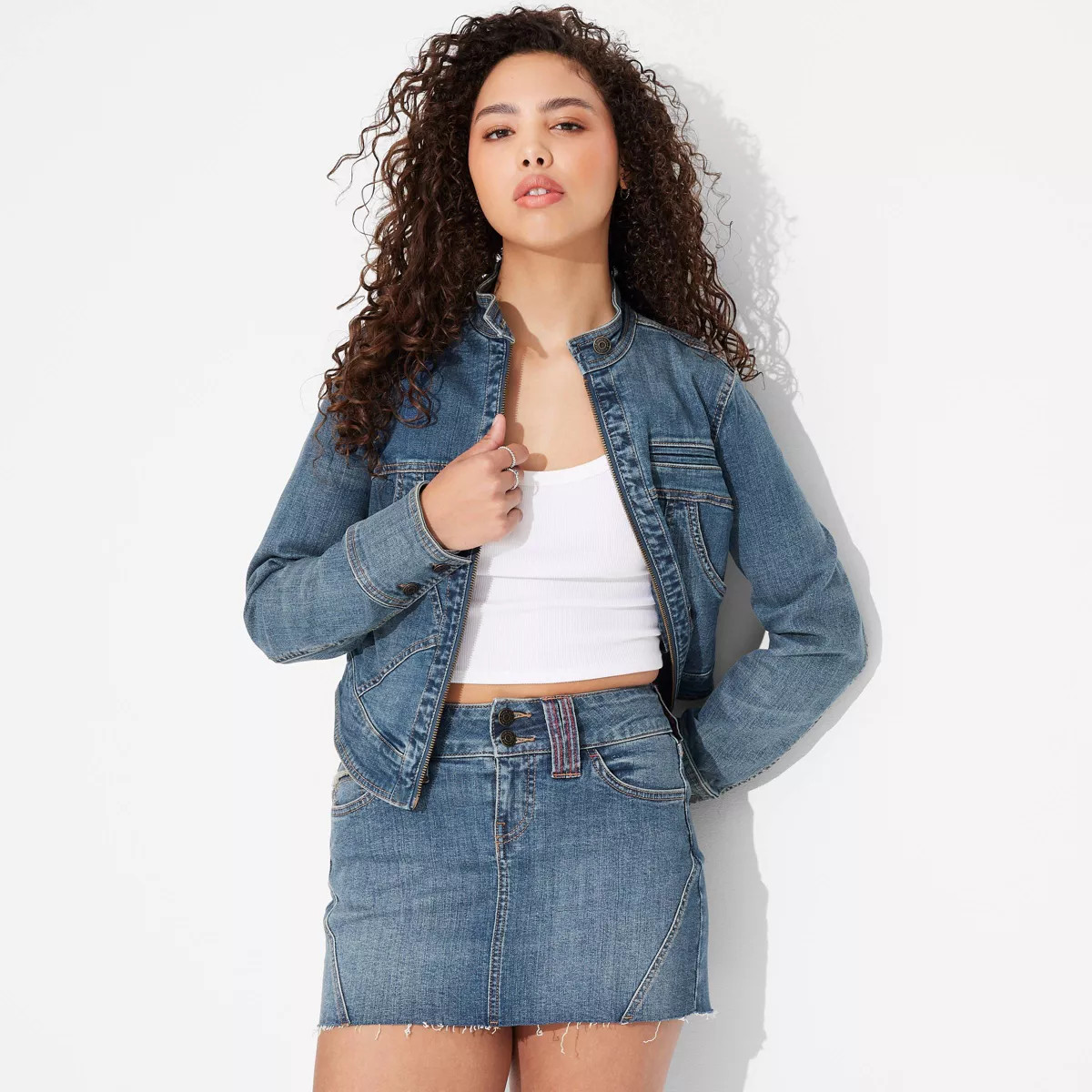 Women's Moto Micro Mini Denim Skirt - Wild Fable™ Medium Wash | Target