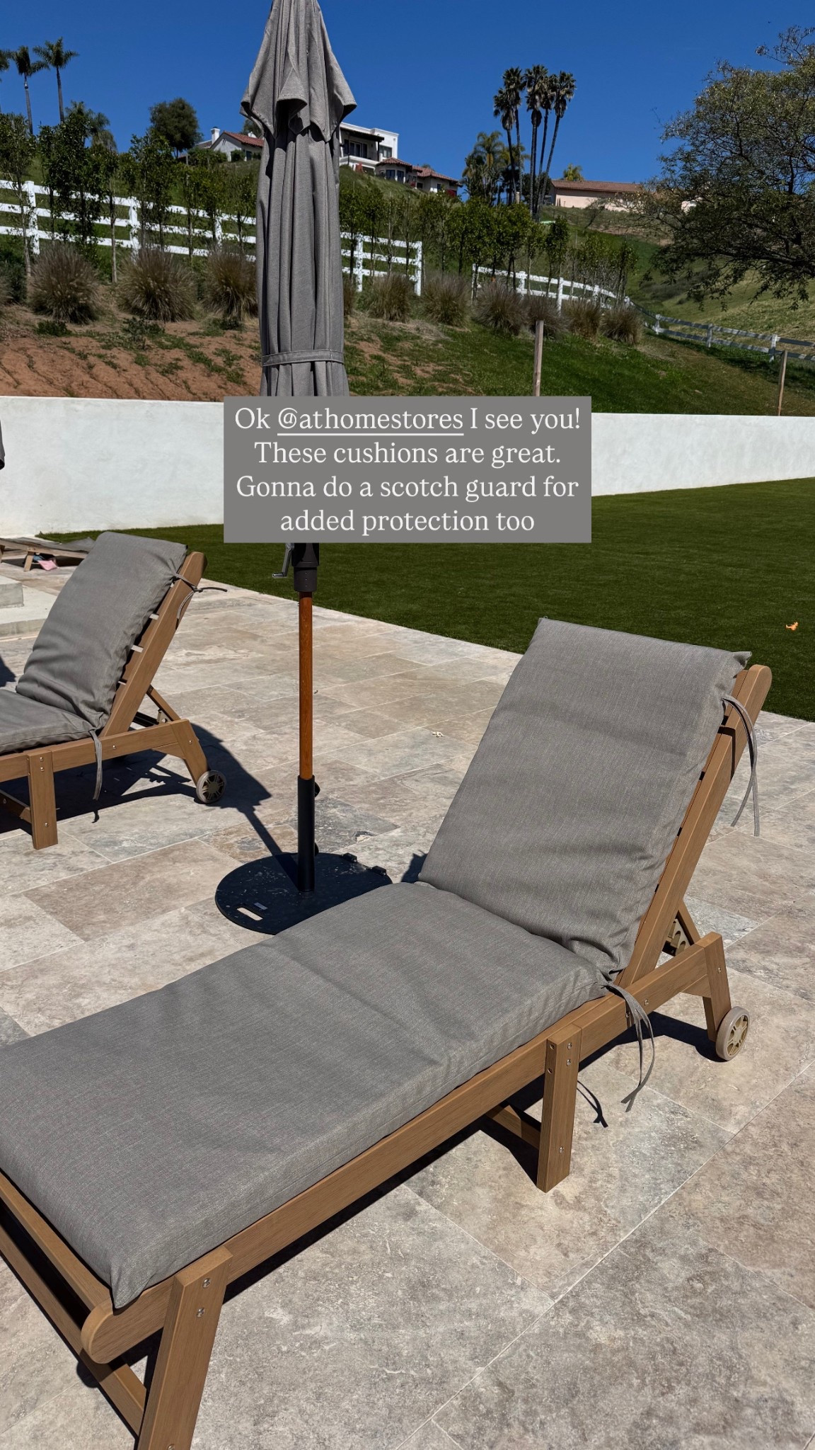 Umbrella is Sunbrella Cast Shale fabric and cushions are the Tahiti Bark and they match great. They look different in photos! 

#LTKHome #LTKFindsUnder100