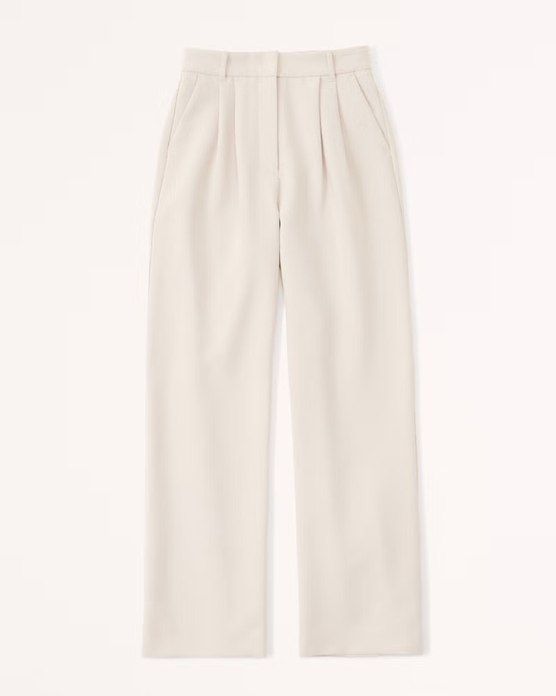 Tailored Wide Leg Pants | Taupe Pants | Work Pants | Work wear Style | Business Casual | Fall Outfit | Abercrombie & Fitch (US)