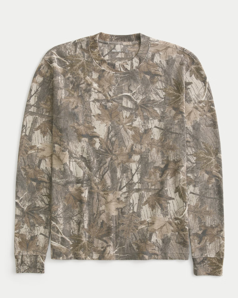 Long-Sleeve Camo Waffle Crew T-Shirt | Hollister (US)
