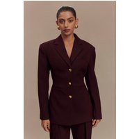 Bellamy Cinched Blazer - Mahogany I MESHKI I Size S | MESHKI US