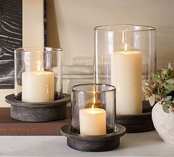 Ezra Wood Hurricane Candle Holder | Pottery Barn (US)