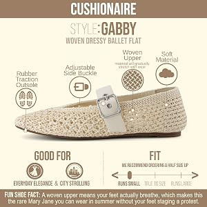 CUSHIONAIRE Gabby Woven Mary Jane Ballet Flats for Women, Comfortable Dressy Flat Shoes with Adju... | Amazon (US)