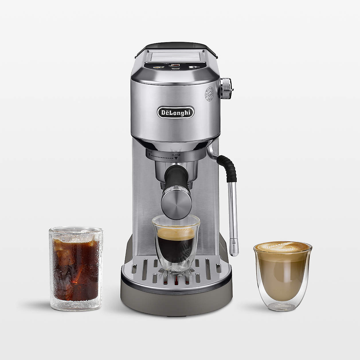 De'Longhi Dedica Duo Stainless Steel Espresso Machine + Reviews | Crate & Barrel | Crate & Barrel