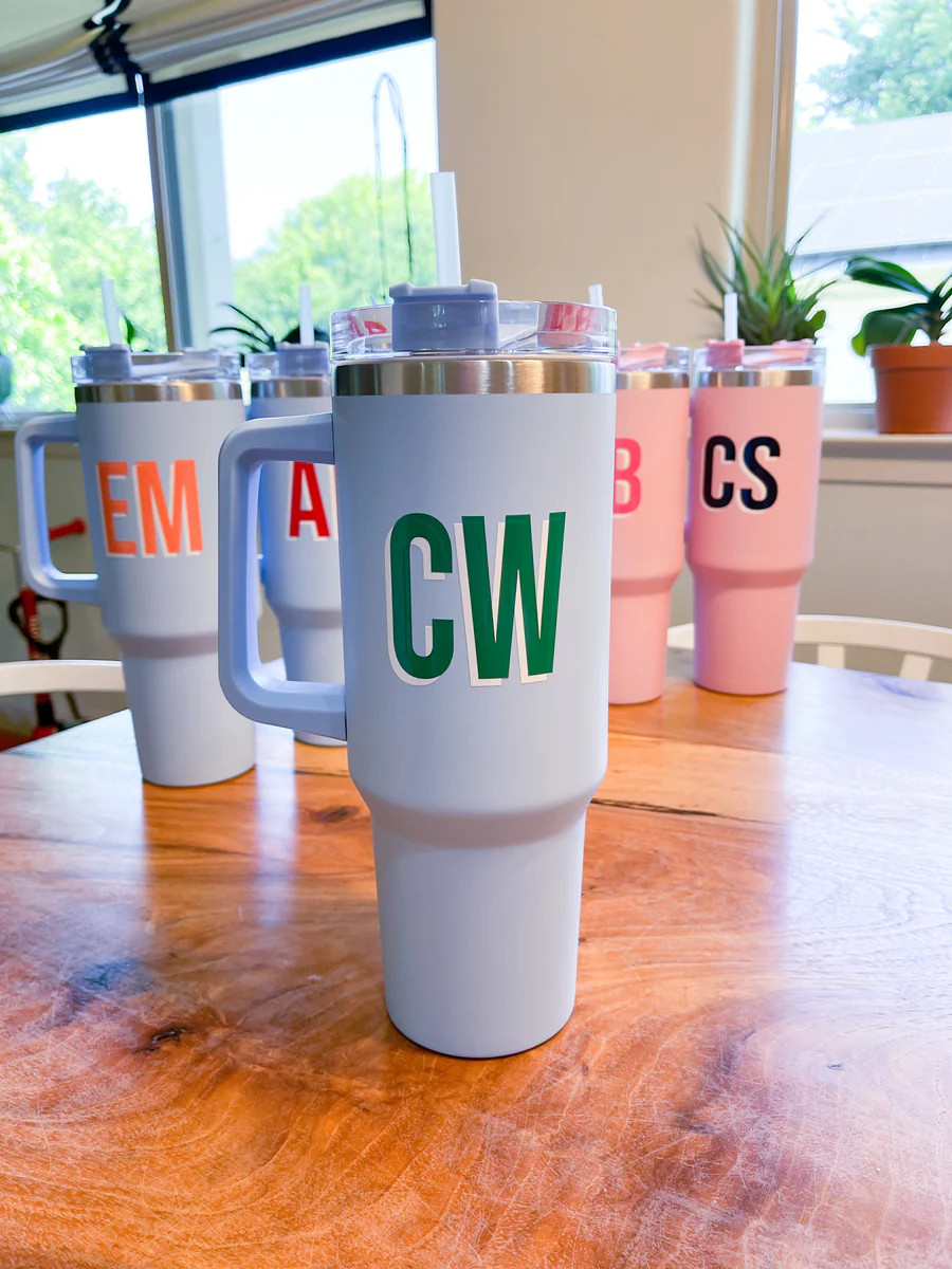 Monogrammed 40 oz Tumbler - Light Blue | Lovely Little Things Boutique