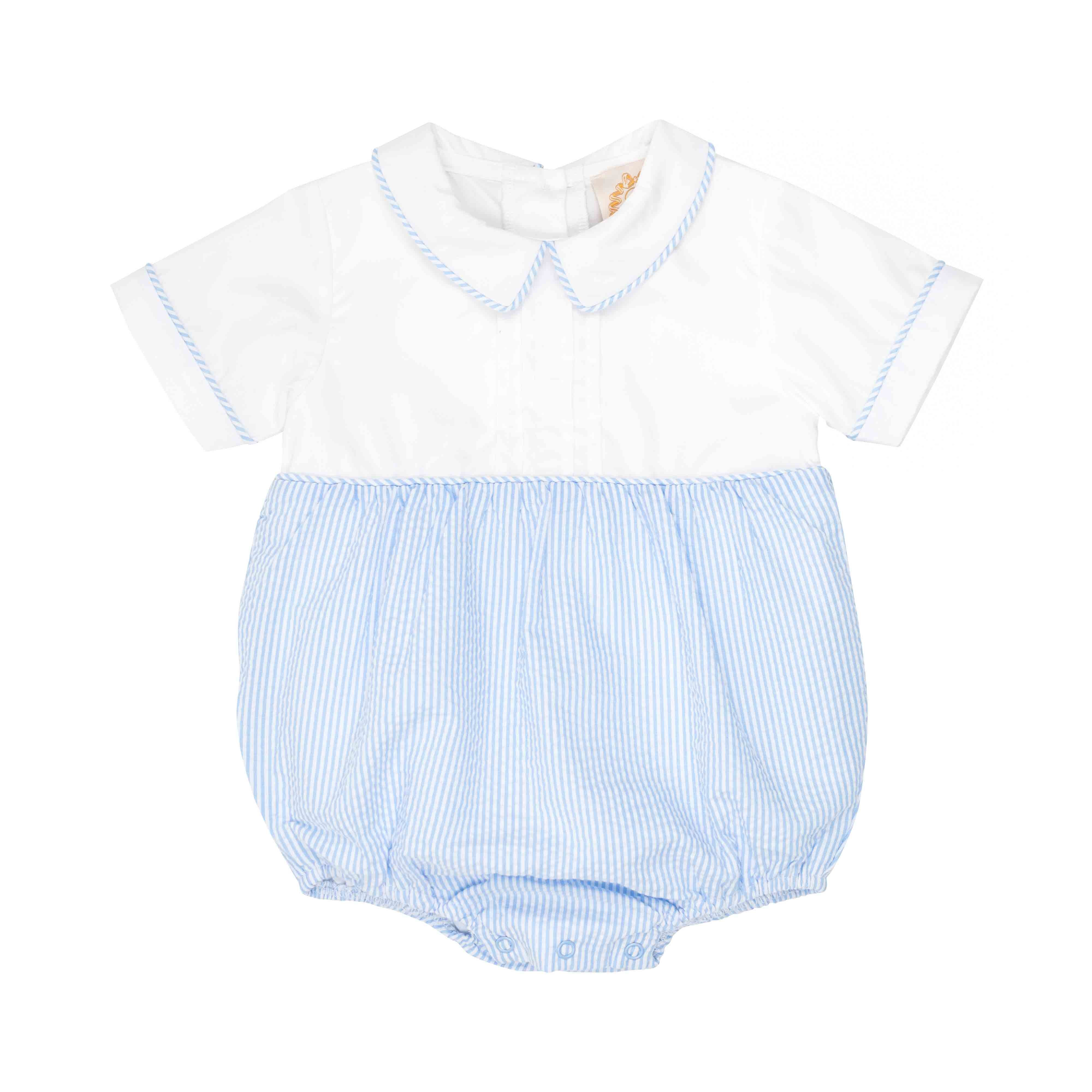 Bradford Bubble - Worth Avenue White with Breakers Blue Seersucker | The Beaufort Bonnet Company