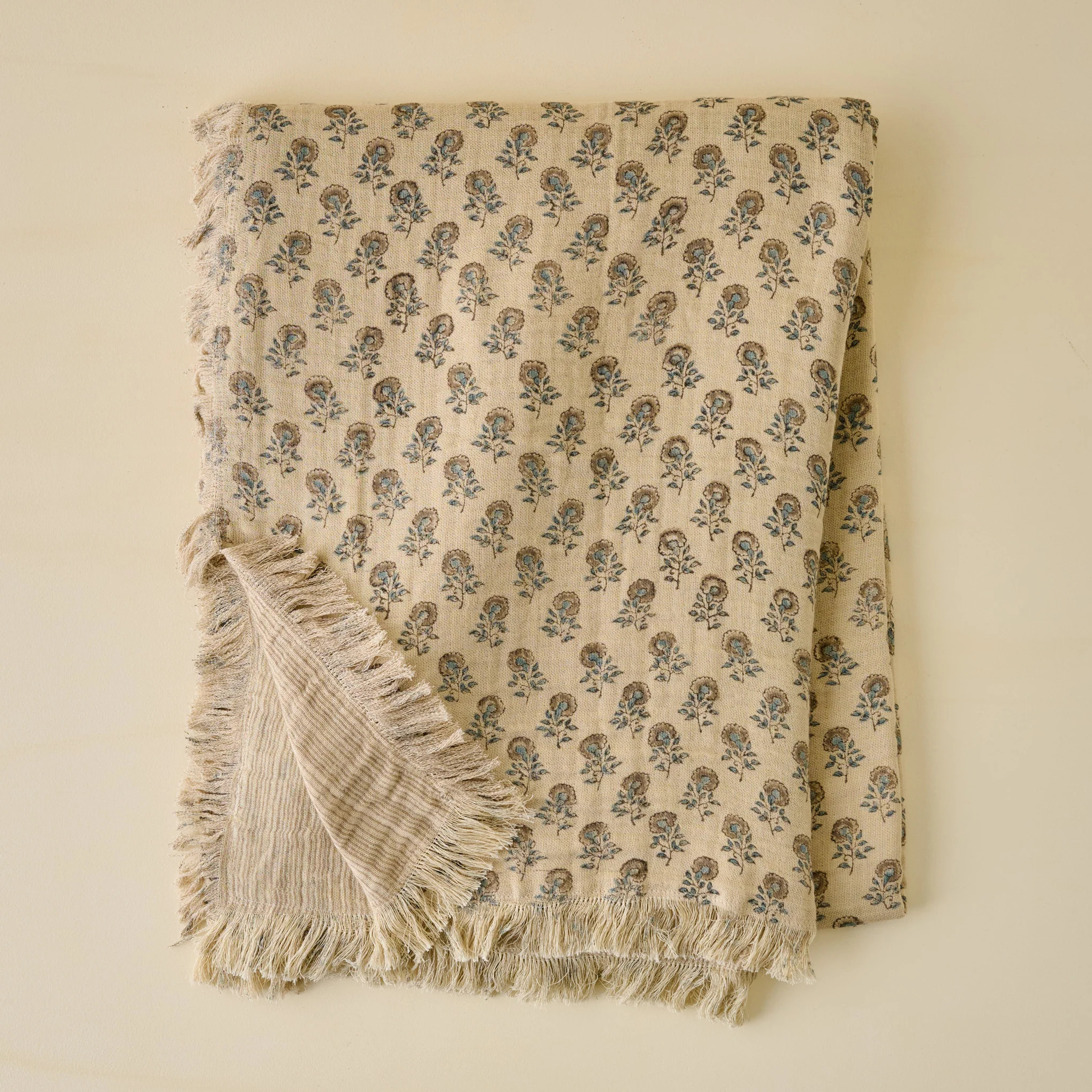 Floral Block Print Reversible Throw | Magnolia