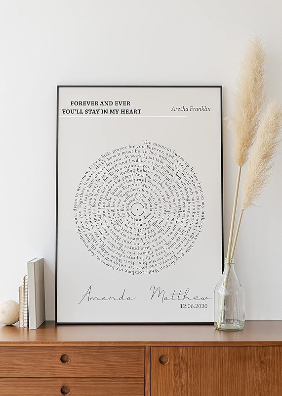 Personalized Record Lyrics Print - Wedding Song Print, Anniversary Gift, Personalized Song, Recor... | Amazon (US)