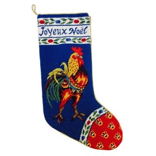 "Joyeux Noel" French Rooster Needlepoint Stocking | Bed Bath & Beyond