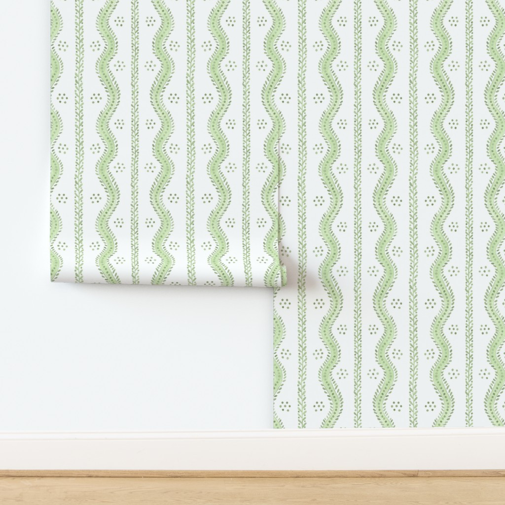 Wallpaper in ANDREW STRIPE Fresh Green | Spoonflower