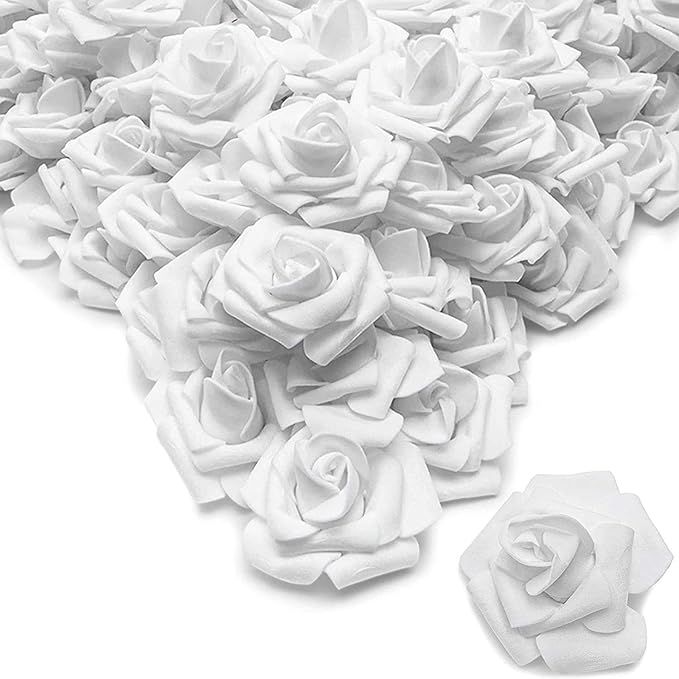 Bright Creations Rose Flower Heads, Artificial Flowers (2 in, Snow White, 200-Pack) | Amazon (US)