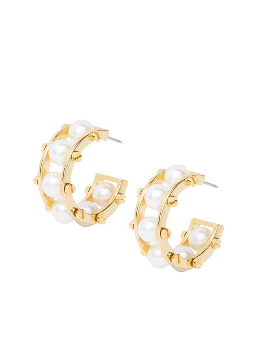 Lele Sadoughi 14K-Gold-Plated & Acrylic Pearl Slider Huggie Hoop Earrings | Saks Fifth Avenue