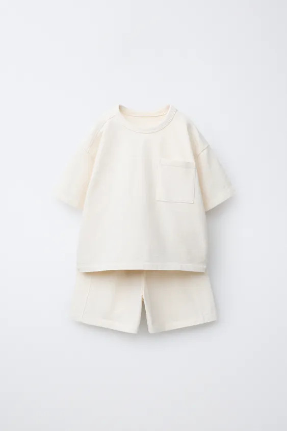 PLAIN JOGGING T-SHIRT AND SHORTS SET | Zara US
