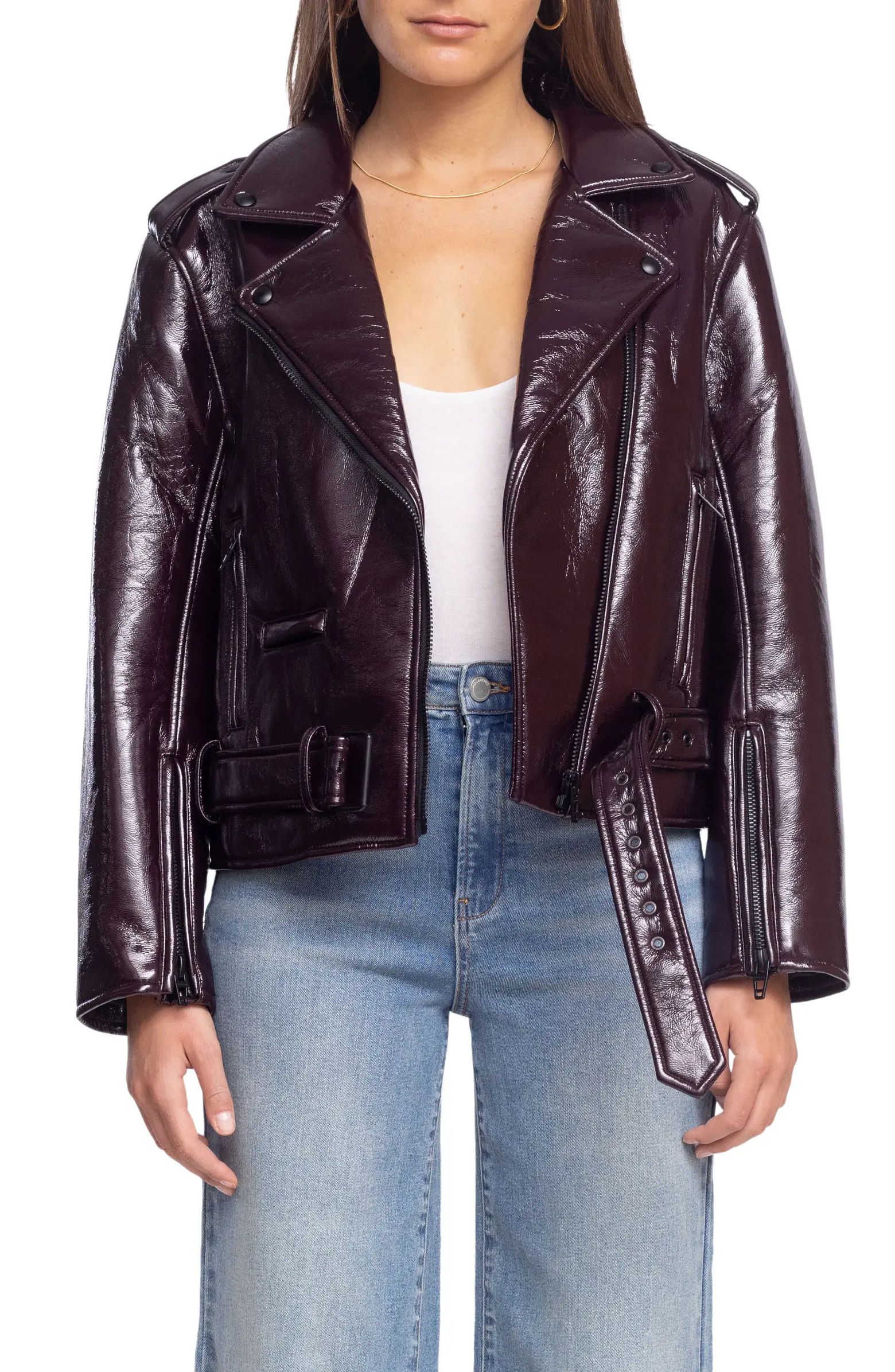 BLANKNYC Shiny Crinkle Faux Leather Moto Jacket | Nordstrom | Nordstrom