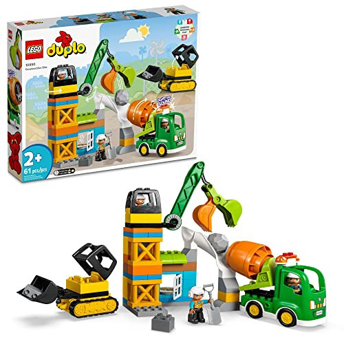 LEGO DUPLO Construction Site 10990 Educational Large Brick Building Set, Pretend Play Learning Toy with Bulldozer, Cement Mixer and Crane Toys, Sensory Toys for Toddlers, Boys and Girls Ages 2 and Up | Amazon (US)