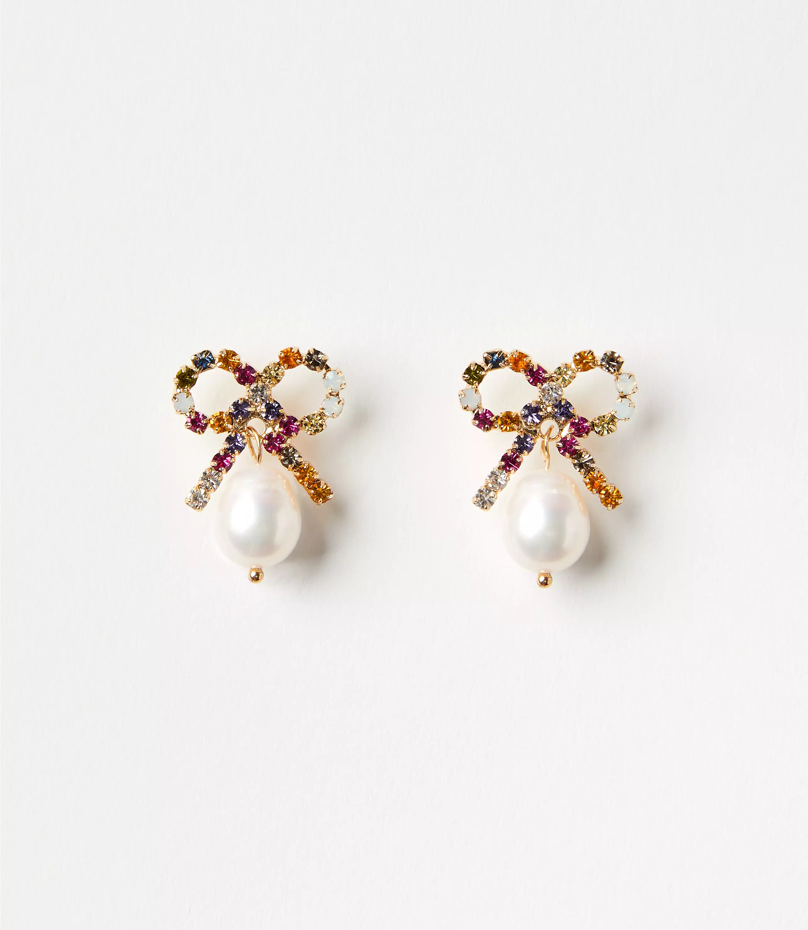 Pearlized Bow Drop Earrings | LOFT