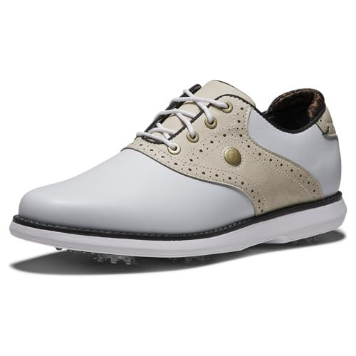FootJoy Women's Traditions Previous Season Style Golf Shoe, White/Tan/Black, 8.5 | Amazon (US)
