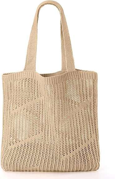 Crochet Tote Bag, Beach Mesh Knitted Bag Large Aesthetic Shoulder Bag Handbags Hollow Hobo Bag fo... | Amazon (US)