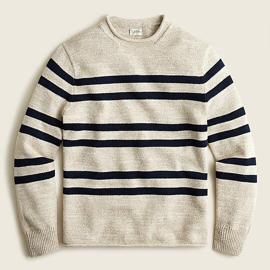 Marled cotton-linen rollneck™ sweater in stripe | J.Crew US