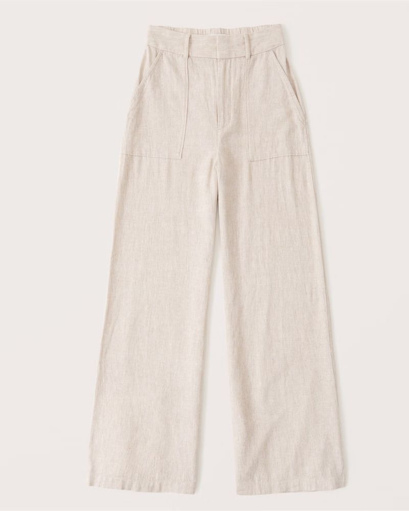 Linen-Blend Wide Leg Pants | Abercrombie & Fitch (US)