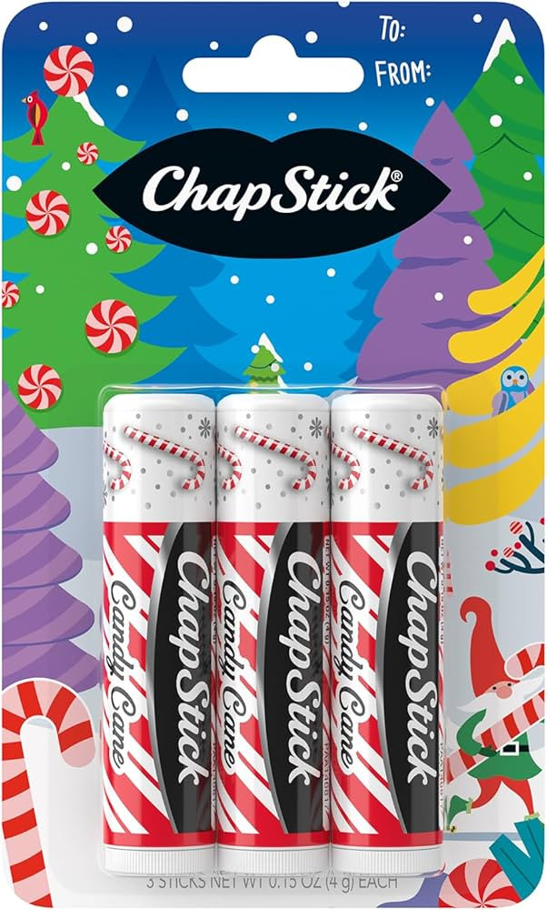 ChapStick Lip Balm, Candy Cane, 3-Count – Fresh & Minty Lip Moisturizer, Stocking Stuffer, 0.15... | Amazon (US)