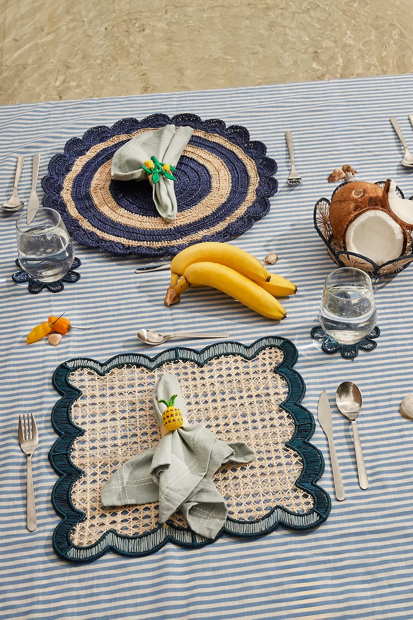 Cora Cora Handwoven Pineapple Napkin Rings, Set of 4 | Anthropologie (US)