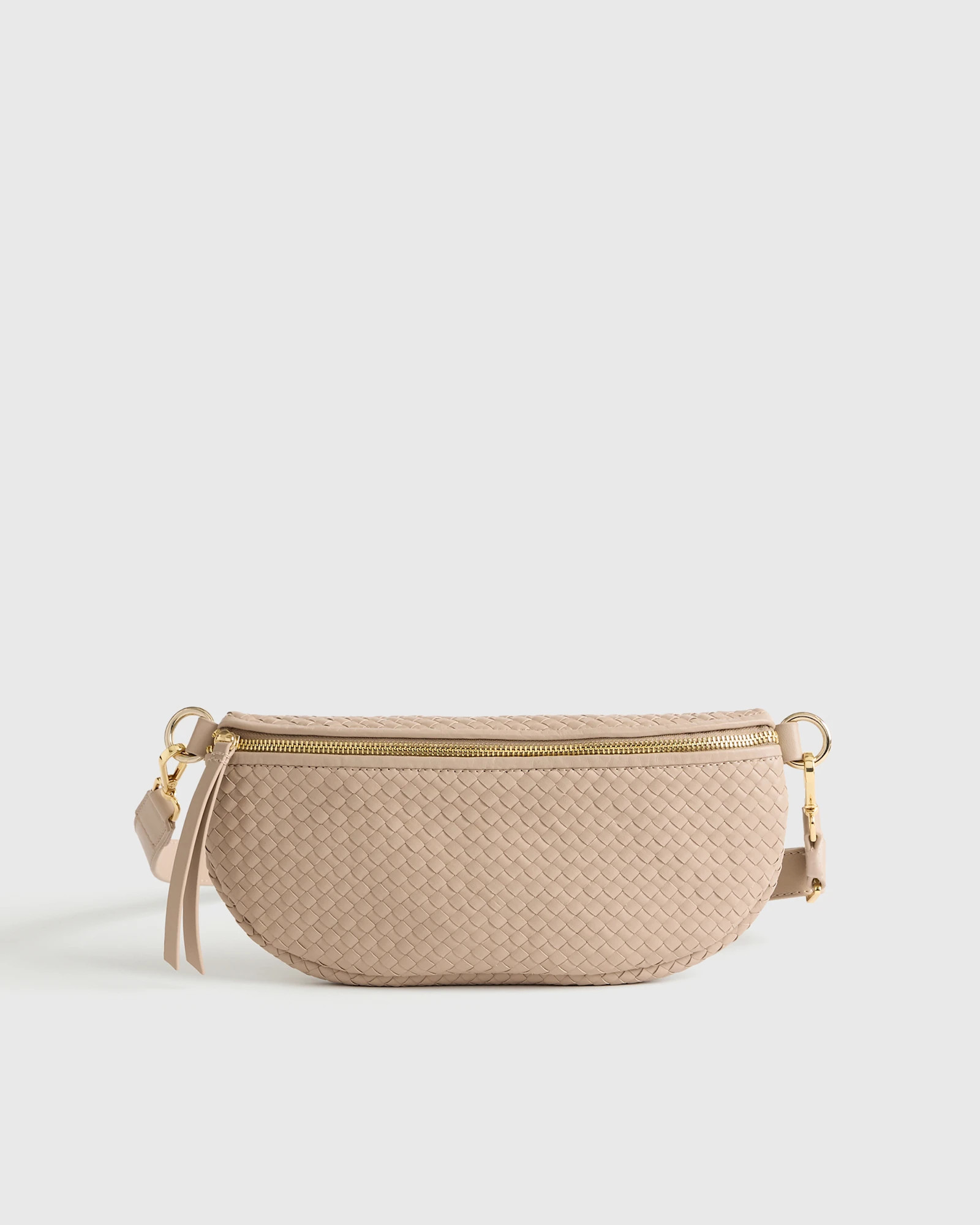 Italian Leather Handwoven Sling Bag in Taupe | Quince