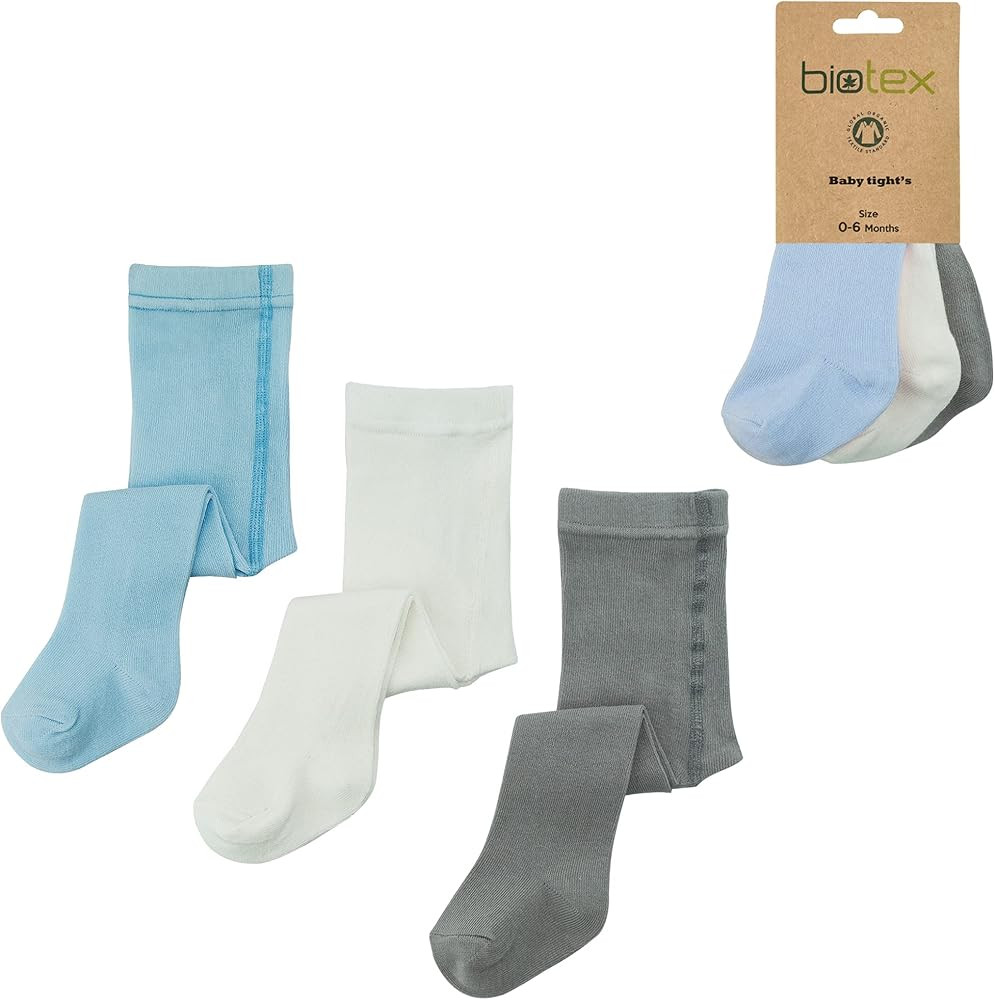 Biotex 3 Pairs Organic Cotton Baby Girl and Boy Tights for Winter, Seamless Newborn Leggings, Tod... | Amazon (US)