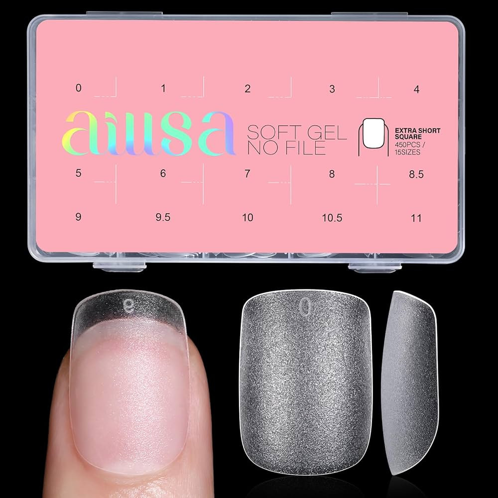 AILLSA Extra Short Square Nail Tips 450PCS Full cover Clear Nail Tips Matte No Need Files Upgrade... | Amazon (US)