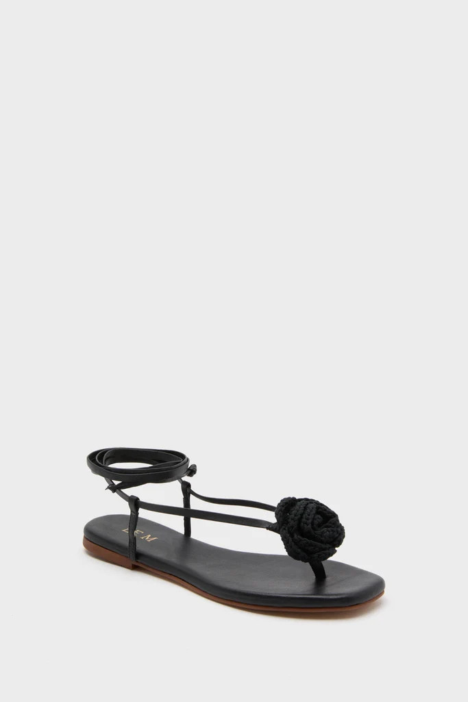 Black Flor Rose Wrap Sandals | Tuckernuck (US)