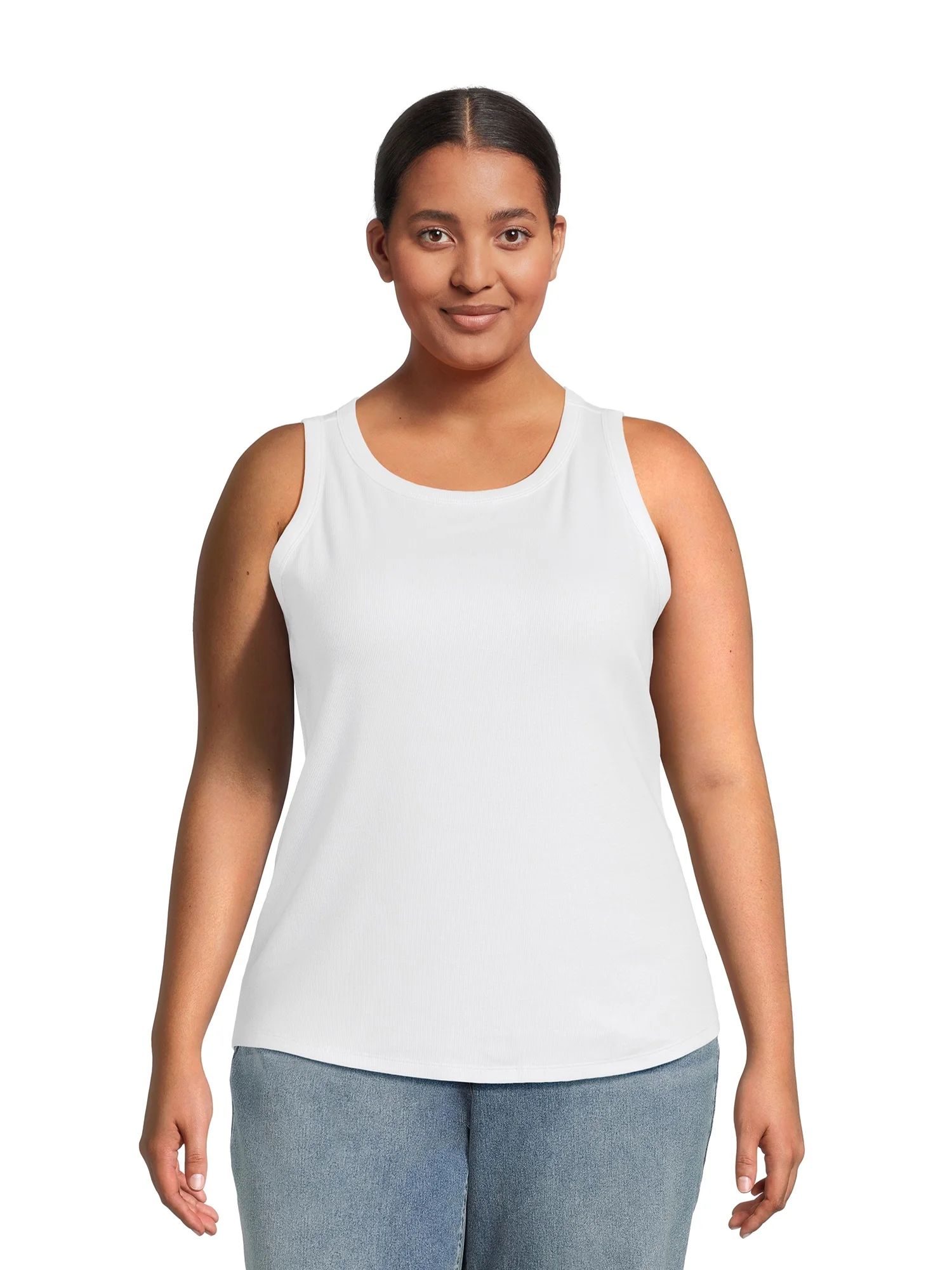 Terra & Sky Women's Plus Size High Neck Ribbed Tank Top | Walmart (US)