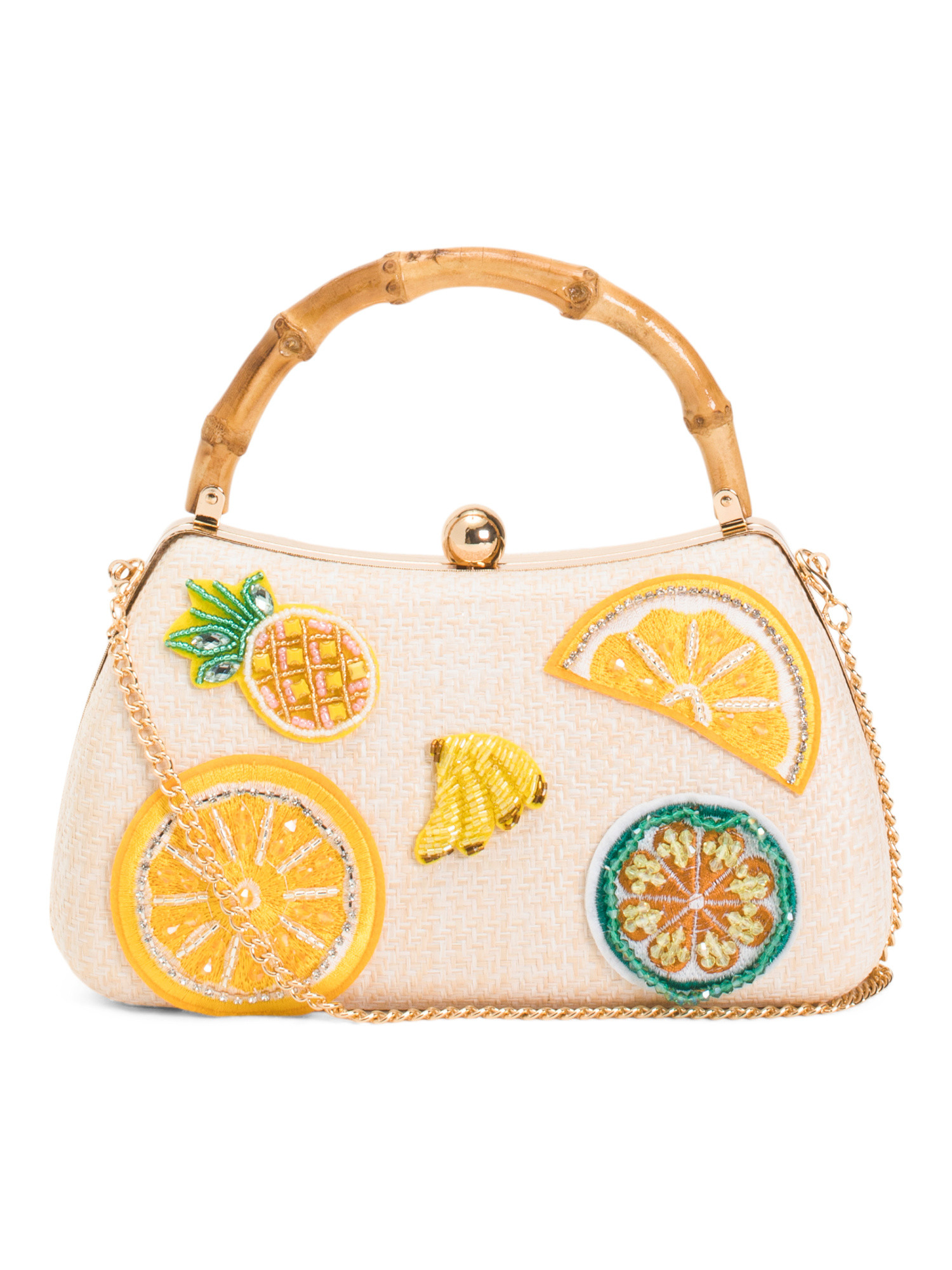 Beaded Fruit Handle Satchel | TJ Maxx