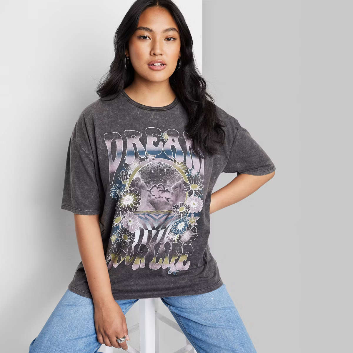 Women's Elbow Sleeve Oversized Graphic T-Shirt - Wild Fable™ | Target