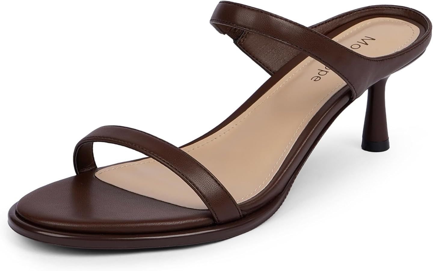 Modatope Two Strap Heeled Sandals for Women Kitten Heel Rounded Toe Heels Women Slip on Open Toe ... | Amazon (US)