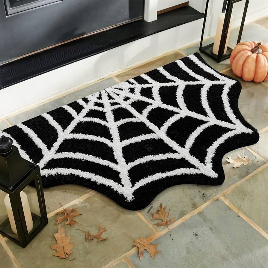 Gothic Rug Spider Web Indoor Halloween Rug 2x3, Plush Gothic Cute Fun Halloween Bathroom Rugs Non... | Amazon (US)